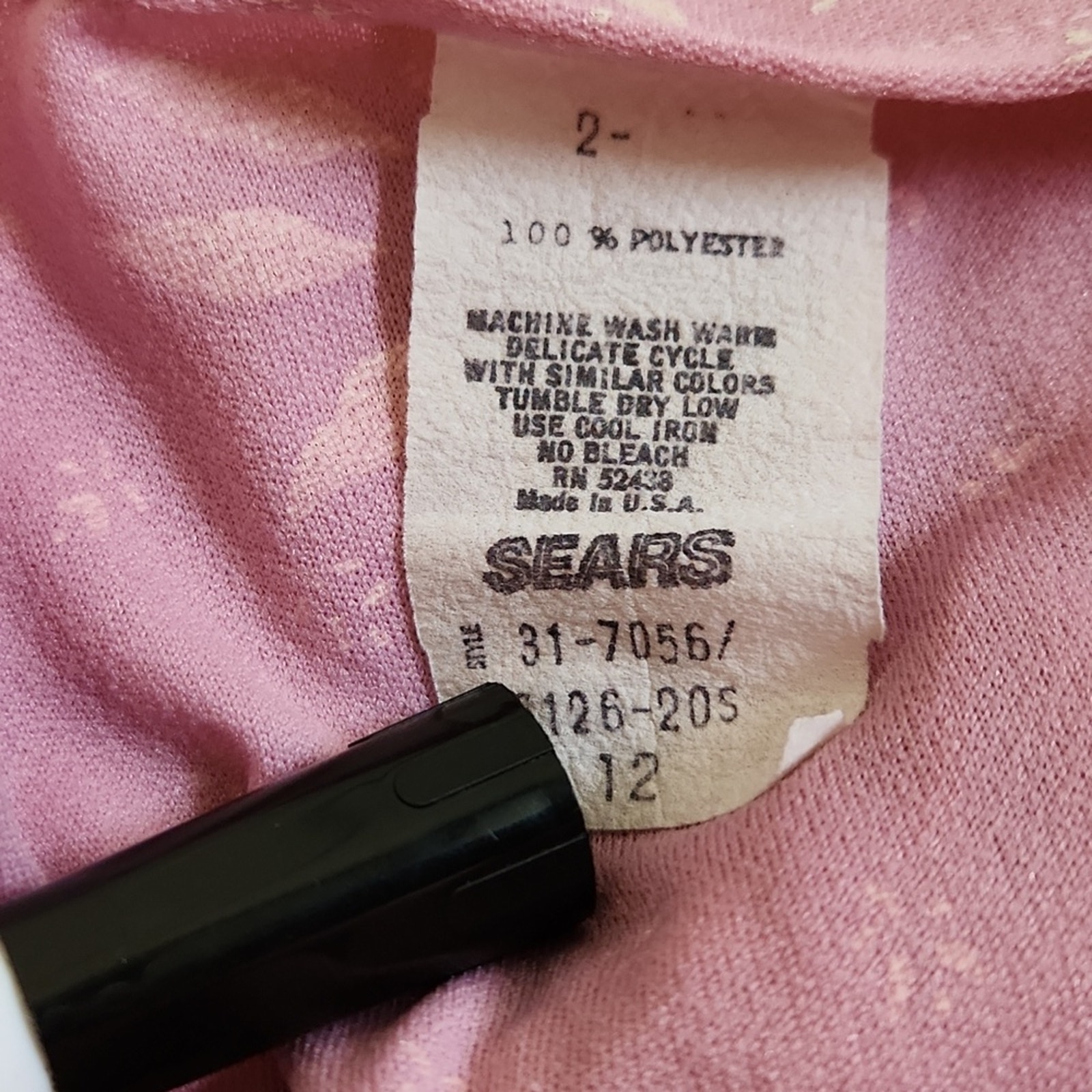 Vintage Sears Womens Pink Floral Dress Size 12 Elastic Waist Lace Cottagecore — image 7 of 8